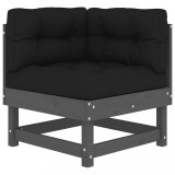 Cumpara ieftin Canapea coltar cu perne, gri, lemn masiv de pin