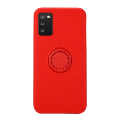 Husa soft liquid compatibila cu samsung galaxy a03s, interior cu piele alcantara, 360&amp;Acirc;&amp;deg; inel rotativ cu magnet auto, rosu foto