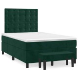 Cumpara ieftin Pat box spring cu saltea, verde inchis, 120x200 cm, catifea