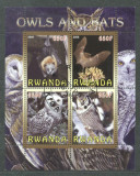 Rwanda 2009 Birds, Owls, Bats, perf.sheetlet, used T.024, Stampilat