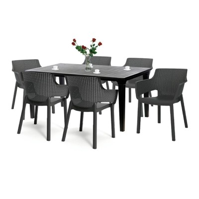 Set mobilier de grădină Fueva 6+1, grafit foto