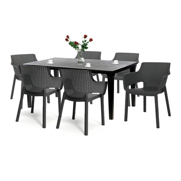 Set mobilier de grădină Fueva 6+1, grafit