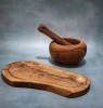 Mojar cu Pistil Rotund Tradizan, Lemn de Măslin, Ustensile Bucătărie, Artizanal, Condimente, Antibacterian, Ulei Măsline