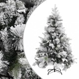 vidaXL Brad de Crăciun cu zăpadă &amp; conuri, 150 cm, PVC&amp;PE 340530