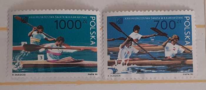 Polonia 1990 sport canoe, canotaj serie 2v Mnh
