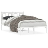 Cumpara ieftin Cadru de pat metalic cu tablie, alb, 120x200 cm
