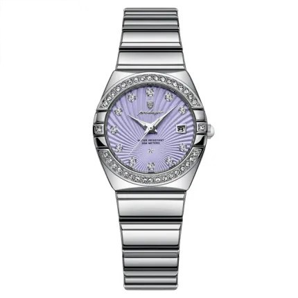Ceas de dama Poedagar Fashion Casual Indici Luminosi Quartz Otel Argintiu Violet