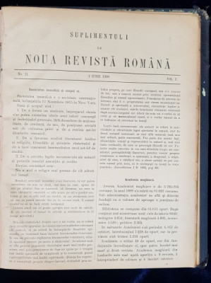 NOUA REVISTA ROMANA pentru POLITICA, LITERATURA, STIINTA SI ARTA - 1900 foto