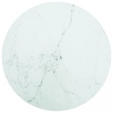 VidaXL Blat masă, alb, &Oslash;70x0,8 cm, sticlă securizată, design marmură