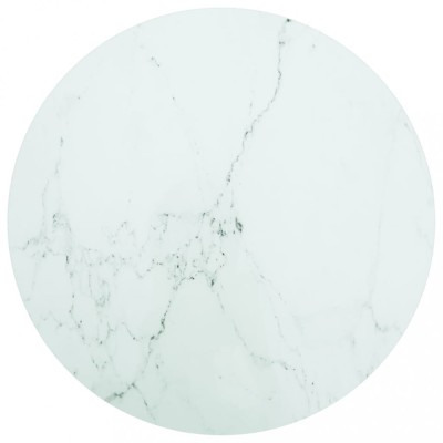 vidaXL Blat masă, alb, &amp;Oslash;70x0,8 cm, sticlă securizată, design marmură foto