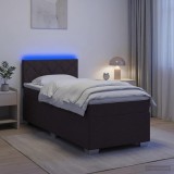 Cumpara ieftin Pat box spring cu saltea si LED Maro inchis 80 x 200 cm