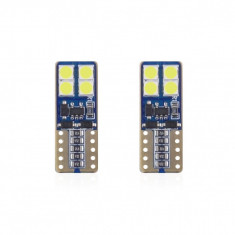 Set becuri auto cu LED CANBUS T10e W5W 8 SMD Alb 12/24V AVX-AM01635