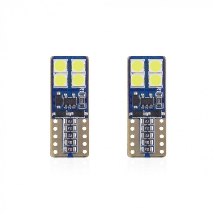 Set becuri auto cu led canbus compatibil t10e w5w 8 smd alb 12/24v, destinat competitiilor auto sau off-road
