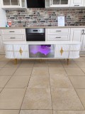 Comoda Diamond nr 1 alb cu auriu, 180x50Hx40