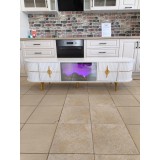 Comoda Diamond nr 1 alb cu auriu, 180x50Hx40