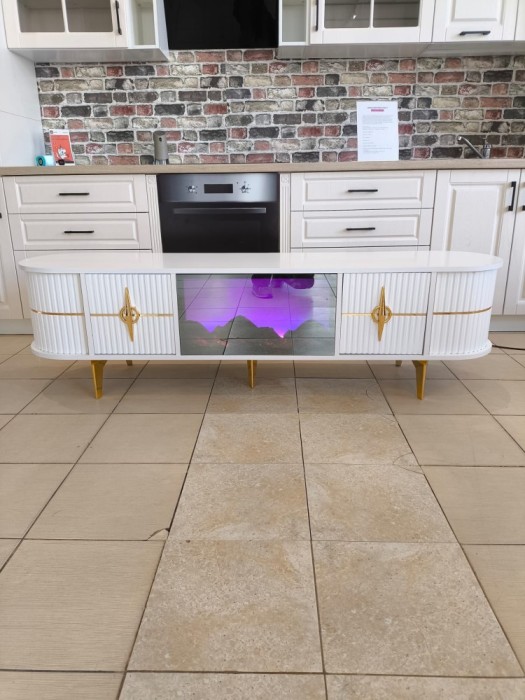 Comoda Diamond nr 1 alb cu auriu, 180x50Hx40