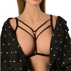 Top Harness Ina Elastic si Reglabil, Aspect Mat, Negru, XS-L, Guilty Toys