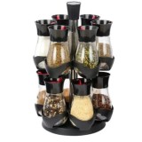 Set FOXMAG24 de 13 Recipiente pentru Condimente, Rotativ, Elegant si Atractiv, Usor de Folosit, Marimea 385g Ergonomic, Negru