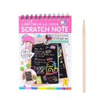 Cumpara ieftin Caiet creativ cu file razuibile, Roz deschis, 14.2 x 9.8 cm, Scratch Art Rainbow, 12 file, cartoane negre, creion din lemn inclus pentru desen si joac