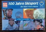 MONEDA DIN ARGINT AUSTRIA - 5 EURO 2005, MONEDA UNC IN BLISTER-100 ANI SKI SPORT, Europa