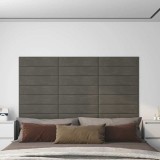 vidaXL Panouri de perete 12 buc. gri &icirc;nchis 60x15 cm catifea 1,08 m&sup2;