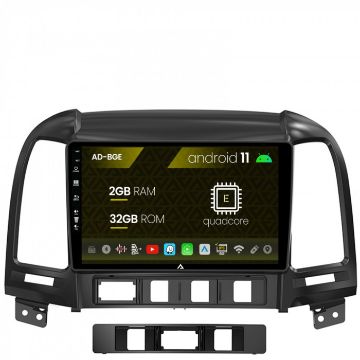 Navigatie Hyundai Santa Fe (2006-2012), Android 11, E-Quadcore 2GB RAM + 32GB ROM, 9 Inch - AD-BGE9002+AD-BGRKIT210