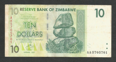 ZIMBABWE 10 DOLARI DOLLARS 2007 [20] P- 67 , VF foto