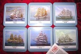 SET SUPORTI PAHARE COASTER MARCA PIMPERNEL ANGLIA DECOR VAPOARE CU PANZA