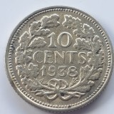 Olanda 10 cents 1938 argint, Europa