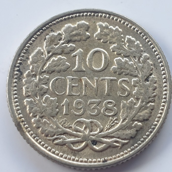 Olanda 10 cents 1938 argint