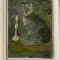 Tablou Pisica, interbelic, ulei pe carton, 13x18 cm
