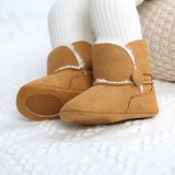 Cizmulite maro cu nasturel pentru fetite (Marime Disponibila: 3-6 luni (Marimea