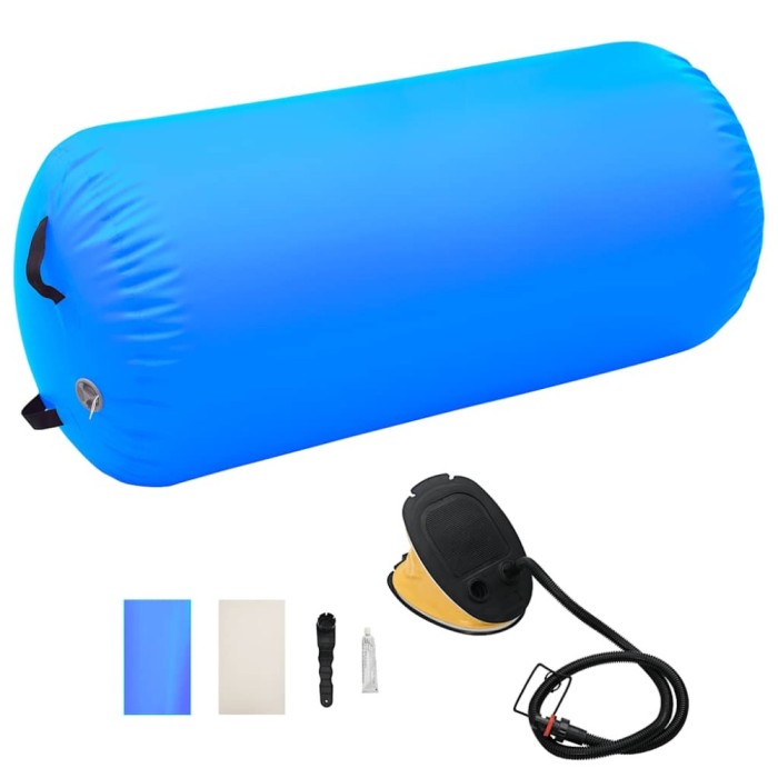 vidaXL Rulou de gimnastică gonflabil cu pompă, albastru, 120x90 cm PVC