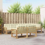 vidaXL Set de canapele de exterior 6 pcs Alb și crem Poliester 3386584