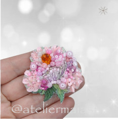 brosa bujor roz 3D Swarovski handmade brosa floare accesorii femei foto