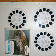 LOT 9 DIAPOZITIVE CURCULARE 3D VIEW MASTER - LOUDRES -7 MINUNI ALE LUMII -FRANTA