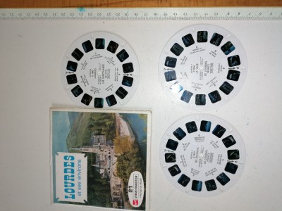 LOT 9 DIAPOZITIVE CURCULARE 3D VIEW MASTER - LOUDRES -7 MINUNI ALE LUMII -FRANTA foto