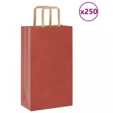 vidaXL Pungi de h&acirc;rtie 250 buc cu m&acirc;nere roșii 21x11x36 cm