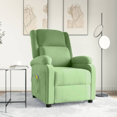 vidaXL Fotoliu de masaj, verde deschis, catifea foto