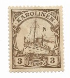 Insulele Caroline Germane (1) - Nava Kaiserului &quot;Hohenzollern&quot;, filigran, 1915-1919 - valoare obliterata