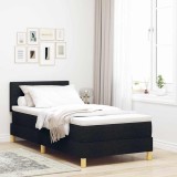 VidaXL Pat cu arcuri cu saltea cu headboard Negru 90 x 200 cm țesătură