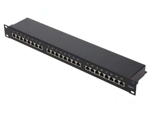 Patch Panel RJ45 Cat6 Rack 24 Porturi Negru