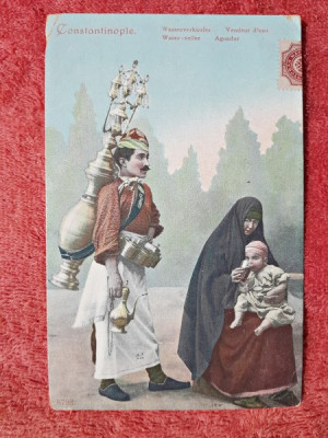 Carte postala, Constantinopole, vanzator de apa, 1906 foto
