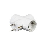 Triplu stecher cu protectie Alb, ELAD-3SH/01-THK