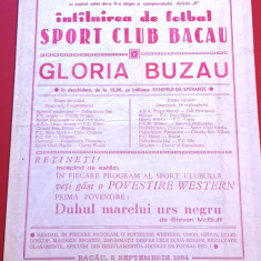 Program meci fotbal SC BACAU - GLORIA BUZAU (05.09.1984)