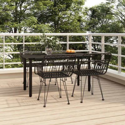 vidaXL Set mobilier de grădină, 5 piese, negru, poliratan foto