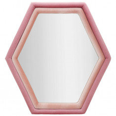 Oglinda decorativa Tony, Mauro Ferretti, 75x80 cm, MDF/rama acoperita cu catifea, roz