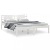Cumpara ieftin Cadru de pat King Size, alb, 150x200 cm, lemn masiv