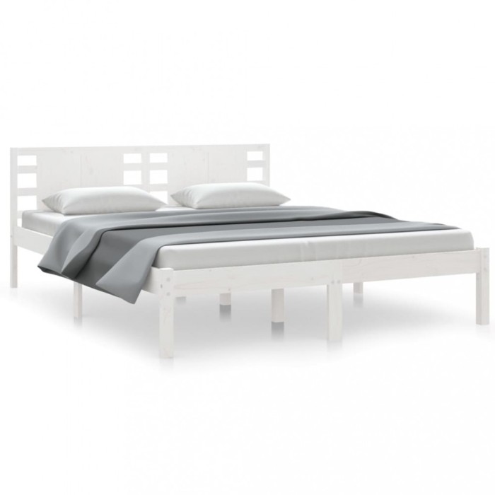 Cadru de pat King Size, alb, 150x200 cm, lemn masiv