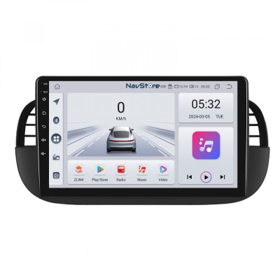 Navigatie Android Dedicata Fiat 500 (2007 - 2015), 9Inch, 4Gb Ram, 64Gb Stocare, Bluetooth, WiFi, Carplay foto